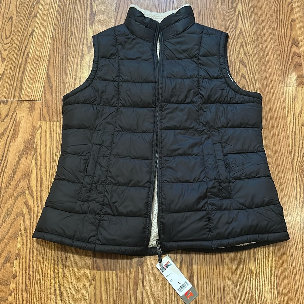 Reversible 32 Degrees Sherpa-Lined Vest, L Black